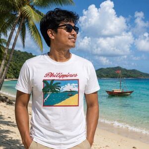 RC T-Shirt Unisex Size S White Philippines Beach Scene Graphic Vintage